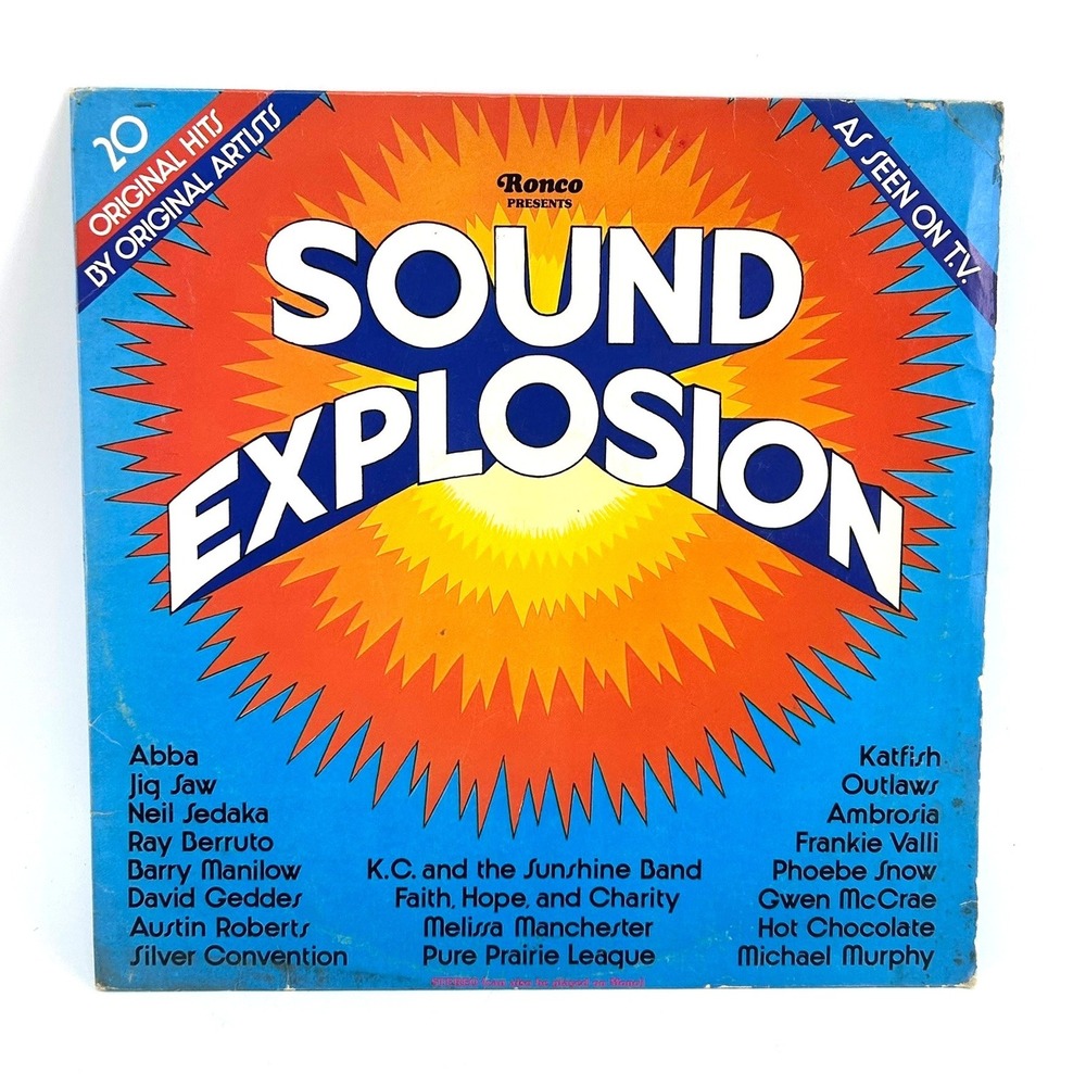 Ronco Sound Explosion 20 Original Hits Vinyl LP KC Sunshine ABBA Manilow R-1976
